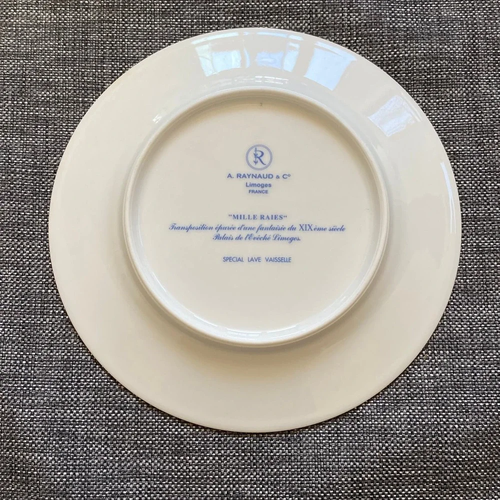 A. Raynaud & Co. Mille Raies Crinoline Blue‎ Limoges, France Salad Plate